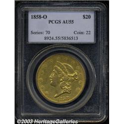 1858-O $20 AU55 PCGS.