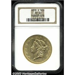1858-S $20 XF45 NGC.
