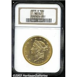 1859-S $20 MS62 NGC.