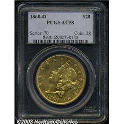 1860-O $20 AU58 PCGS.
