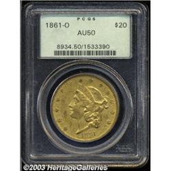 1861-O $20 AU50 PCGS.