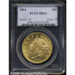 1864 $20 MS61 PCGS.