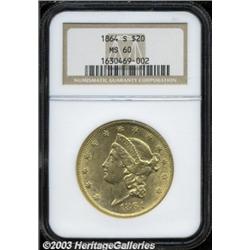1864-S $20 MS60 NGC.
