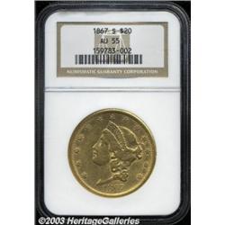 1867-S $20 AU55 NGC.