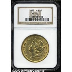 1868-S $20 MS60 NGC.