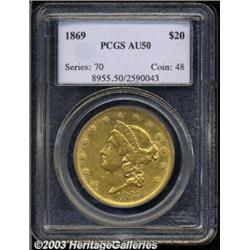 1869 $20 AU50 PCGS.