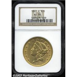 1869-S $20 AU58 NGC.