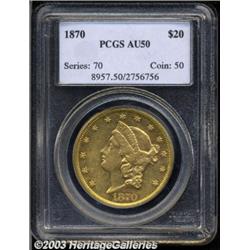 1870 $20 AU50 PCGS.