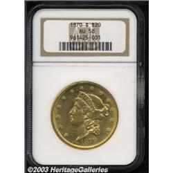 1870-S $20 AU58 NGC.