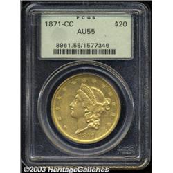 1871-CC $20 AU55 PCGS.