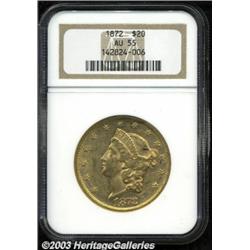 1872 $20 AU55 NGC.