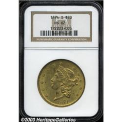 1874-S $20 MS62 NGC.