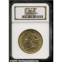 1876-S $20 MS60 NGC.