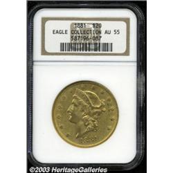 1881 $20 AU55 NGC.