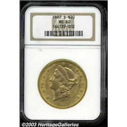 1887-S $20 MS60 NGC.