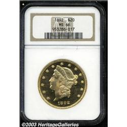 1892 $20 MS66 NGC.