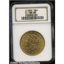 1893 $20 MS63 NGC.