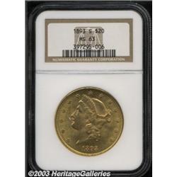 1893-S $20 MS63 NGC.