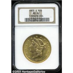 1905-S $20 MS62 NGC.