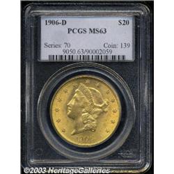 1906-D $20 MS63 PCGS.