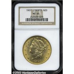1907 $20 MS64 NGC.