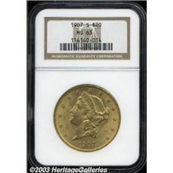 1907-S $20 MS63 NGC.