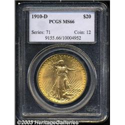 1910-D $20 MS66 PCGS.
