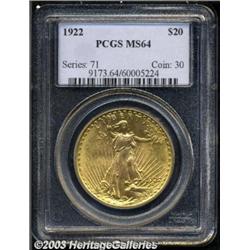 1922 $20 MS64 PCGS.