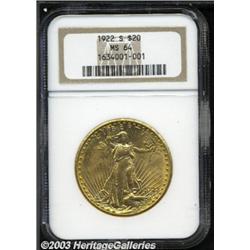 1922-S $20 MS64 NGC.