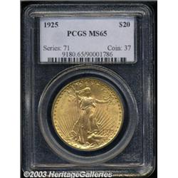 1925 $20 MS65 PCGS.