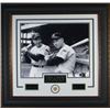 Image 1 : Joe Dimaggio Unsigned NY Yankees Engraved Signature Series 16X20 Photo Leather Framed W/Mickey Mantl