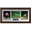 Image 1 : Arnold Palmer Unsigned 38X21 Custom Brown Leather Framed W/3 8X10's Masters #13 With Nicklaus