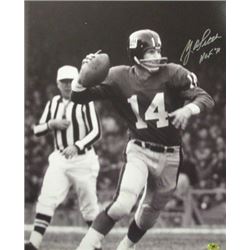 Y.A. Tittle Signed New York Giants B&W Passing Vertical 16X20 Photo HOF 71