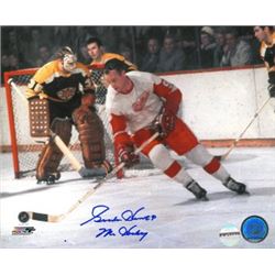 Gordie Howe Signed Detroit Redwings 8X10 Photo Mr. Hockey Vs Boston Bruins