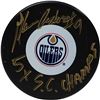 Glenn Anderson Signed Edmonton Oilers Puck W/ 5X S.C. Champs Insc