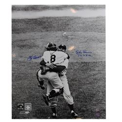 Don Larsen/Yogi Berra Dual Signed Hug Close Up Vertical B&W 16X20 Photo W/ PG Insc. By Larsen (MLB A