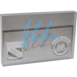 Derick Brassard Signed 4X6 MSG Gamed Used Plexiglas W/ Etched Rangers Logo & Number