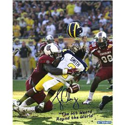 Jadeveon Clowney Hit Vs. Michigan Signed 8X10 Photo W/ "The Hit Heard Round The World" Insc.