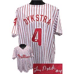 Lenny Dykstra Signed Philadelphia Phillies TB White Pinstripe Prostyle Jersey #4 XL- JSA Hologram