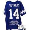 Image 1 : Ty Detmer Signed BYU Cougars Blue Custom Jersey Heisman 90 W/ Embroidered Stats