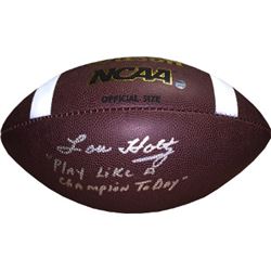 Lou Holtz Signed NCAA Wilson Replica Composite Football Play Like A Champion Today (Silver Sig) (Not