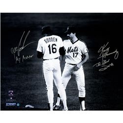 Keith Hernandez & Dwight 'Doc' Gooden Dual Signed Meet At The Mound B&W 16X20 Photo W/ "The Good Doc