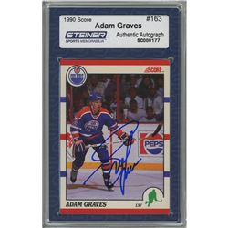 Adam Graves Signed 1990-91 Score Rookie Card #163 (Slabbed By Steiner)