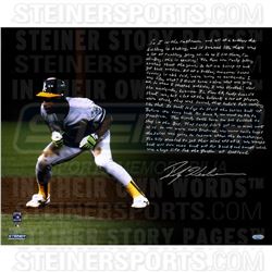 Rickey Henderson Signed Earthquake 16X20 Story Photo