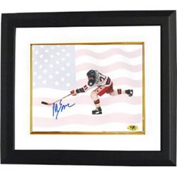 Mike Eruzione Signed 1980 Team USA Olympic Hockey 8X10 Photo Custom Framed W/ Flag- Game Winning Goa