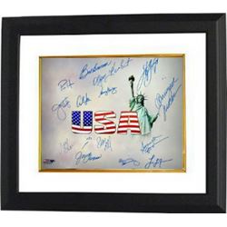 Olympic Winners Signed 16X20 Photo Custom Framed (White USA) W/ 15 Signatures (14 Gold Medal Winners