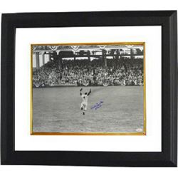 Duke Snider Signed Brooklyn Dodgers B&W Vintage Jumping 16X20 Photo Custom Framed HOF 80- JSA Hologr