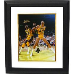 Magic Johnson Signed Los Angeles Lakers 16X20 Photo Custom Framed (Vs Kareem Abdul-Jabbar)- PSA Holo