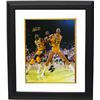 Image 1 : Magic Johnson Signed Los Angeles Lakers 16X20 Photo Custom Framed (Vs Kareem Abdul-Jabbar)- PSA Holo