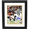 Terrell Davis Signed Denver Broncos 8X10 Photo Custom Framed (Navy Jersey Run)